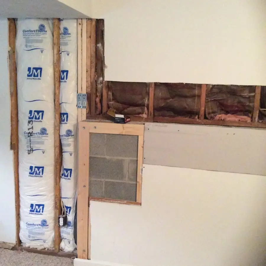 Wall insulation replacement during Basement Flood Cleanup in Fort Mitchell